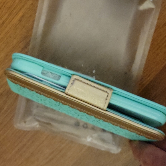 WWW mint green gold iPhone 8 Case 7 plus 8 plus PU wallet card holder strap New - Picture 5 of 5